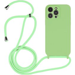 Mobigear Lanyard iPhone 14 Pro Siliconen Hoesje met koord - Groen