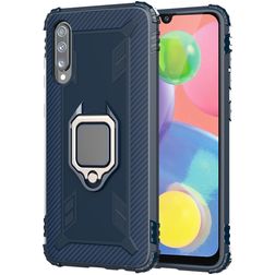 Mobigear Armor Ring Wiko View 4 Lite Hoesje Hardcase Backcover Shockproof met Ringhouder - Blauw