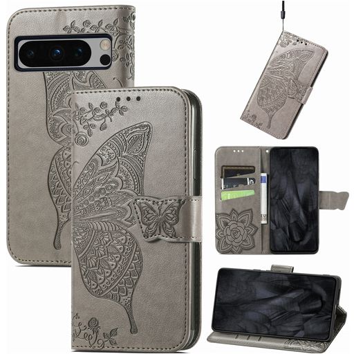 Mobigear Butterfly Google Pixel 8 Pro Hoesje Bookcase Portemonnee - Grijs