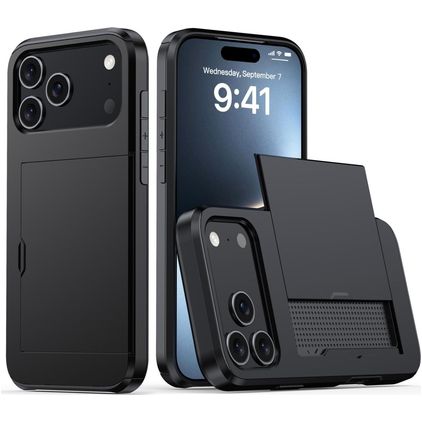Mobigear Card iPhone 18 Pro Max Hoesje Hardcase Backcover Shockproof met Pasjeshouder - Zwart