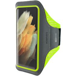 Mobiparts Comfort Fit Telefoonhouder Hardlopen Samsung Galaxy S21 Ultra Sport Hoesje Neopreen Sportarmband - Neon Green