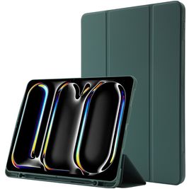 Mobigear Tri-Fold Gel iPad Pro 11 Inch (2024) Hoes TPU,Kunstleer Bookcase + Stylus Houder - Groen