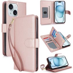 Mobigear Wallet iPhone 15 Hoesje Bookcase Portemonnee - Roségoud