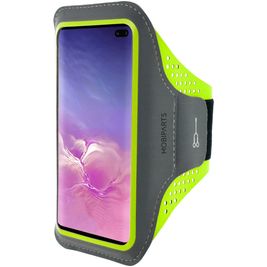 Mobiparts Comfort Fit Telefoonhouder Hardlopen Samsung Galaxy S10 Plus Sport Hoesje Neopreen Sportarmband - Neon Green