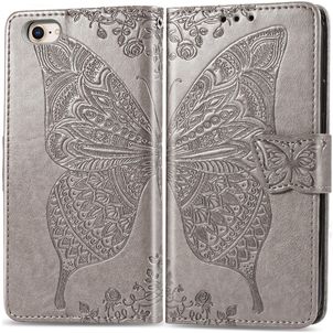 Mobigear Butterfly iPhone 16e Hoesje Bookcase Portemonnee - Grijs