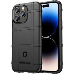 Mobigear Rugged Shield iPhone 14 Pro Max Hoesje Flexibel TPU Backcover Shockproof - Zwart