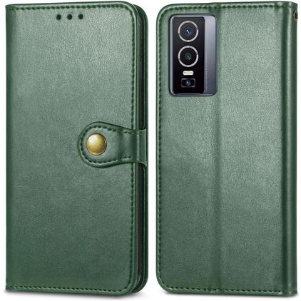 Mobigear Snap Button Vivo Y76 Hoesje Bookcase Portemonnee - Groen