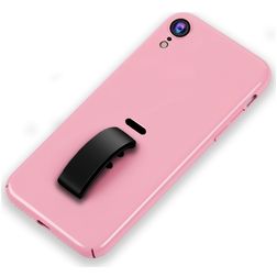 Mobigear Rubber Ring iPhone XR Hoesje Hardcase Backcover met Ringhouder - Roze