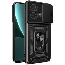 Mobigear Armor Ring Cam Slide Motorola Edge 40 Neo Hoesje Hardcase Backcover Shockproof met Ringhouder en Camera Slider - Zwart