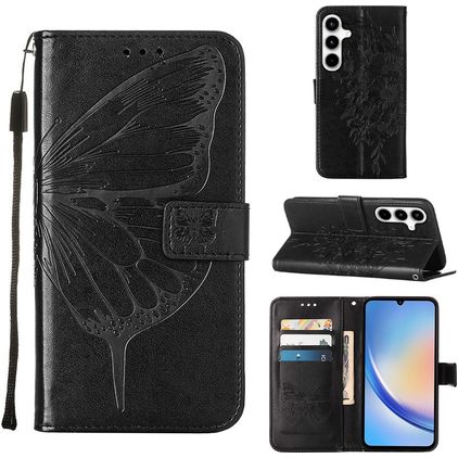 Mobigear Butterfly Samsung Galaxy A35 Hoesje Bookcase Portemonnee - Zwart