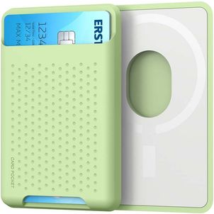 Mobigear Pocket Siliconen Pasjeshouder - 2 Pasjes - MagSafe Compatible - Groen