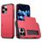 Mobigear Card iPhone 16 Pro Hoesje Hardcase Backcover Shockproof met Pasjeshouder - Rood