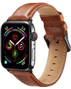 Mobigear Bologna Leren Apple Watch Bandje Gespsluiting - 49/46/45/44 mm - Bruin