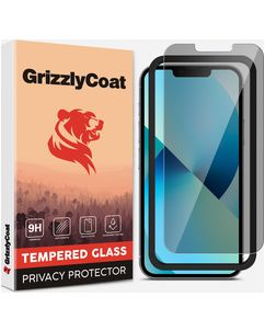 GrizzlyCoat Easy Fit AntiSpy iPhone 13 Glazen Screenprotector Privacy - Case Friendly + Installatie Frame