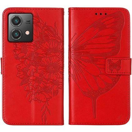 Mobigear Butterfly Motorola Moto G84 Hoesje Bookcase Portemonnee - Rood