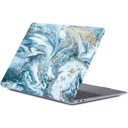 Mobigear Marble MacBook Air 13 Inch (2018-2020) Hoes Hardshell Laptopcover MacBook Case - Wit / Blauw - Model A1932 / A2179 / A2337