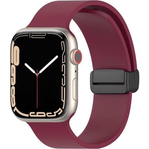 Mobigear Sport Mag Siliconen Apple Watch Bandje Magneetsluiting - 42/41/40/38 mm - Bordeaux Rood