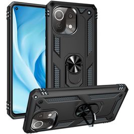 Mobigear Armor Ring Xiaomi Mi 11 Lite Hoesje Hardcase Backcover Shockproof met Ringhouder - Zwart