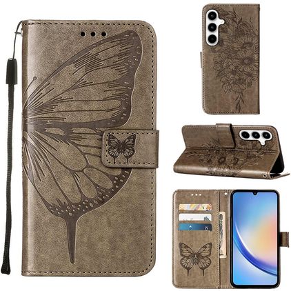 Mobigear Butterfly Samsung Galaxy A35 Hoesje Bookcase Portemonnee - Grijs