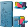 Mobigear Flowers Samsung Galaxy M53 Hoesje Bookcase Portemonnee - Blauw