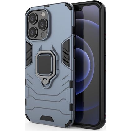 Mobigear Armor Ring iPhone 13 Pro Hoesje Hardcase Backcover Shockproof met Ringhouder - Blauw