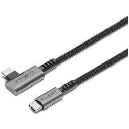 Cygnett Angled Braided USB-C naar USB-C Kabel 1 m - Zwart