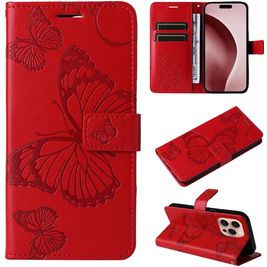 Mobigear Butterfly iPhone 16 Pro Hoesje Bookcase Portemonnee - Rood