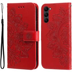 Mobigear Flowers Samsung Galaxy S23 Hoesje Bookcase Portemonnee - Rood