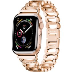 Mobigear Vienna Stalen Apple Watch Bandje Vouwsluiting - 49/46/45/44 mm - Roségoud