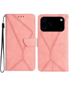 Mobigear Stitch iPhone 18 Pro Max Hoesje Bookcase Portemonnee - Roze