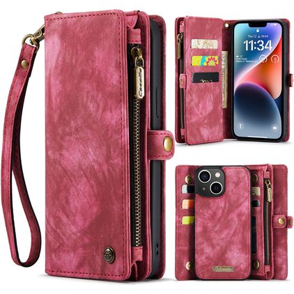 Caseme 008 iPhone 14 Plus Hoesje Uitneembare 2in1 Bookcase Portemonnee - Rood