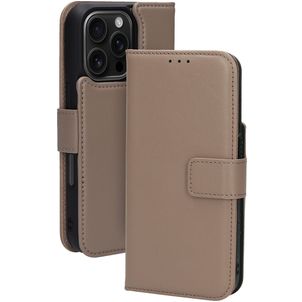 Mobiparts iPhone 16 Pro MagSafe Hoesje Echt Leer Uitneembare 2in1 Bookcase Portemonnee - Taupe