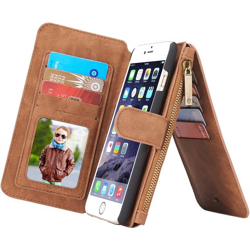 Caseme 007 iPhone 6s Hoesje Uitneembare 2in1 Bookcase Portemonnee - Bruin