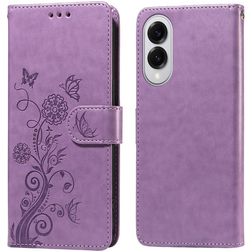 Mobigear Flowers Samsung Galaxy S25 Edge Hoesje Bookcase Portemonnee - Paars