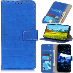 Mobigear Croco Samsung Galaxy A52 Hoesje Bookcase Portemonnee - Blauw
