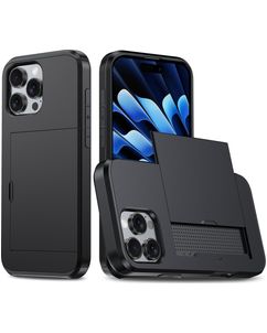 Mobigear Card iPhone 16 Pro Hoesje Hardcase Backcover Shockproof met Pasjeshouder - Zwart