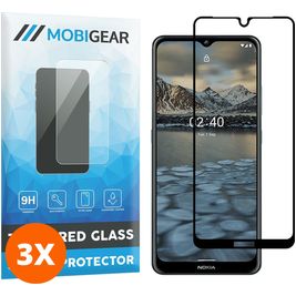Mobigear Premium Nokia 2.4 Glazen Screenprotector - Case Friendly - Zwart (3-Pack)