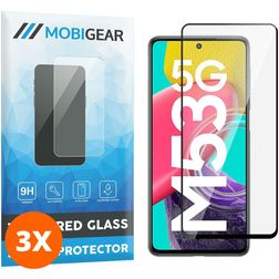 Mobigear Premium Samsung Galaxy M53 Glazen Screenprotector - Case Friendly - Zwart (3-Pack)