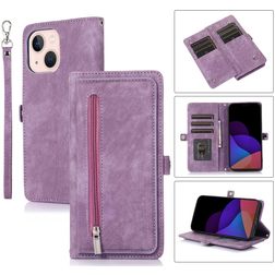 Mobigear Zipper iPhone 14 Hoesje Bookcase Portemonnee - Paars