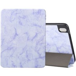 Mobigear Tri-Fold Marble iPad Air 11 Inch (2025) Hoes Bookcase + Stylus Houder - Paars