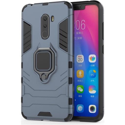 Mobigear Armor Ring Xiaomi Pocophone F1 Hoesje Hardcase Backcover Shockproof met Ringhouder - Marineblauw