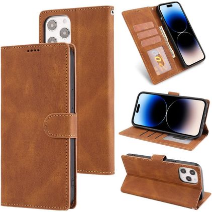 Mobigear Wallet iPhone 14 Pro Max Hoesje Bookcase Portemonnee - Bruin