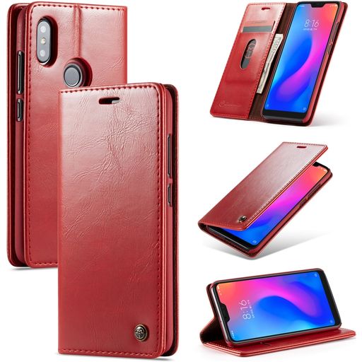 Caseme 003 Xiaomi Redmi 6 Pro Hoesje Bookcase Portemonnee - Rood
