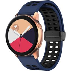 Mobigear Sport Plus Mag Siliconen Smartwatch Bandje Magneetsluiting - Universeel 22 mm connector - Zwart / Donkerblauw