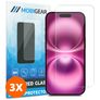 Mobigear iPhone 16 Glazen Screenprotector - Case Friendly (3-Pack)