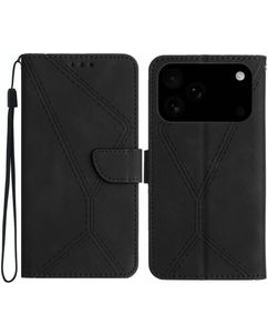 Mobigear Stitch iPhone 18 Pro Hoesje Bookcase Portemonnee - Zwart