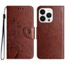 Mobigear Flowers iPhone 16 Pro Hoesje Bookcase Portemonnee - Bruin