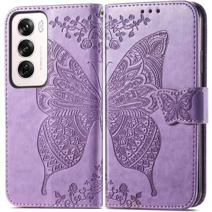 Mobigear Butterfly OPPO Reno 12 Pro Hoesje Bookcase Portemonnee - Paars