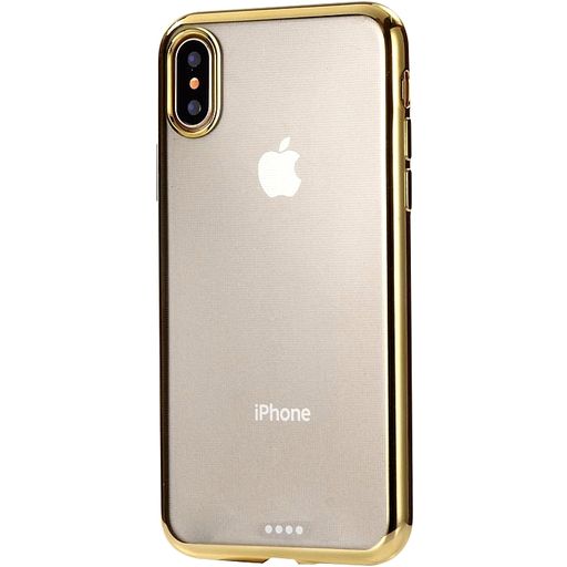 Mobigear Royal iPhone XR Hoesje Flexibel TPU Backcover - Transparant / Goud