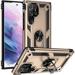 Mobigear Armor Ring Samsung Galaxy S23 Ultra Hoesje Hardcase Backcover Shockproof met Ringhouder - Goud